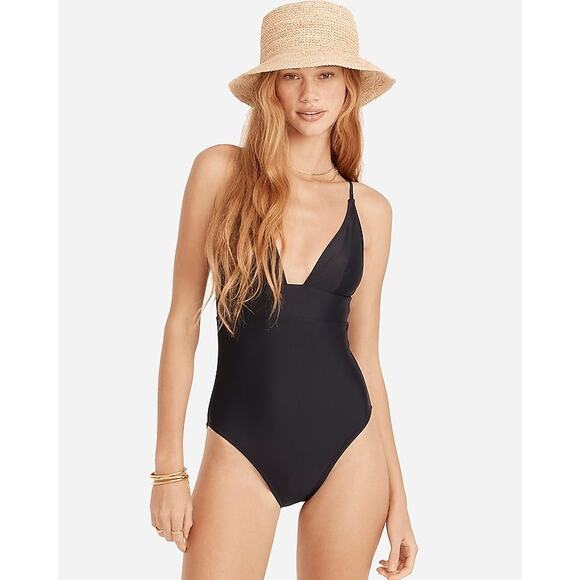 J. Crew Plunge One Piece Swimsuit Black